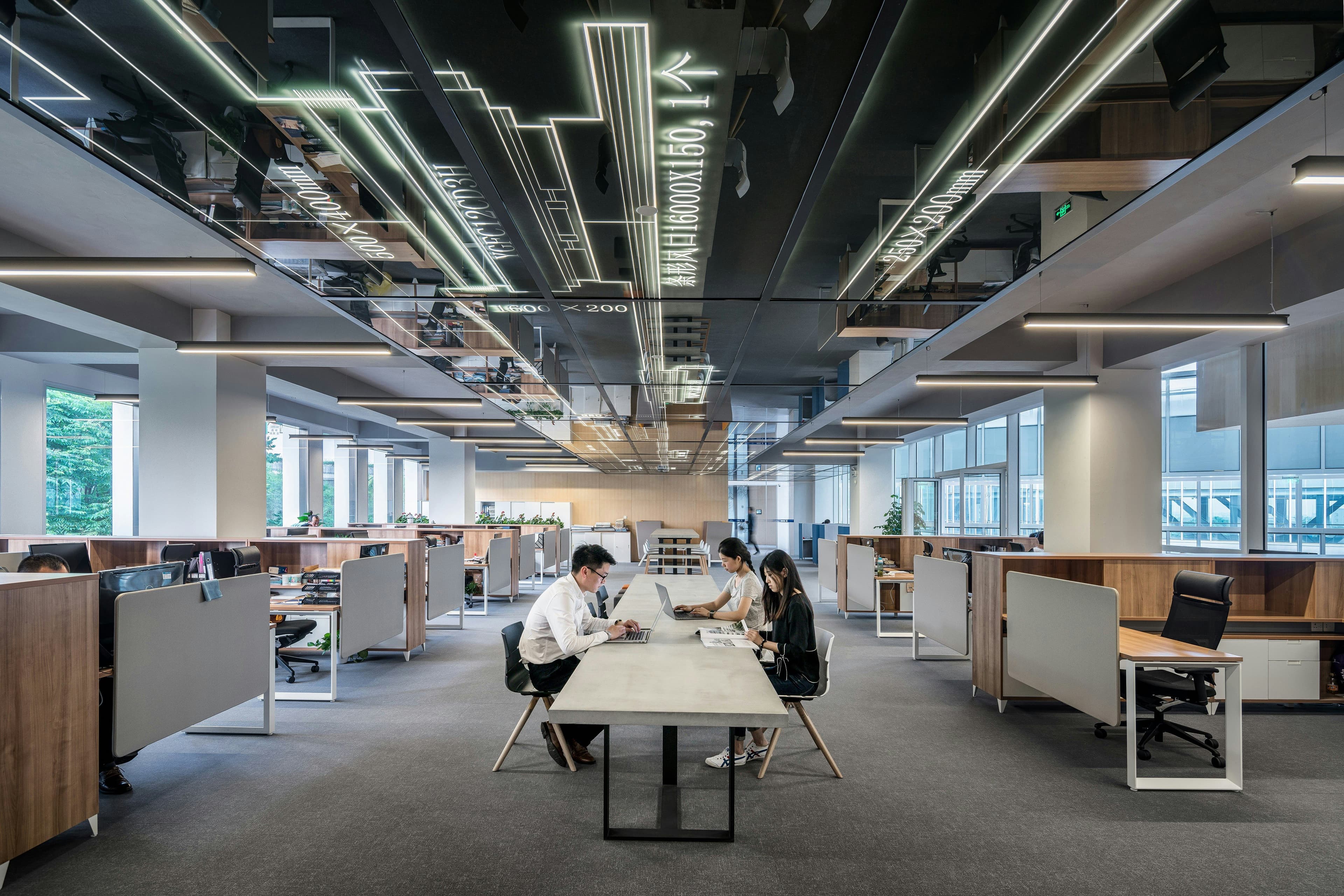 Modern office space with collaborative work environment